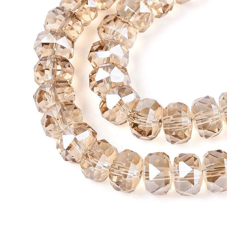 Elektroplatede Glasperler – Facetterede Rondeller, Brun (8x5mm) - Uniq Perler - 