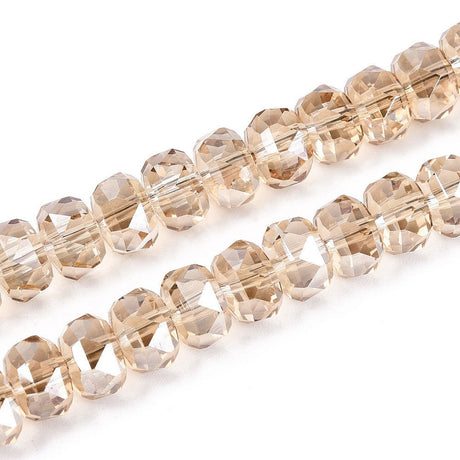 Elektroplatede Glasperler – Facetterede Rondeller, Brun (8x5mm) - Uniq Perler - 