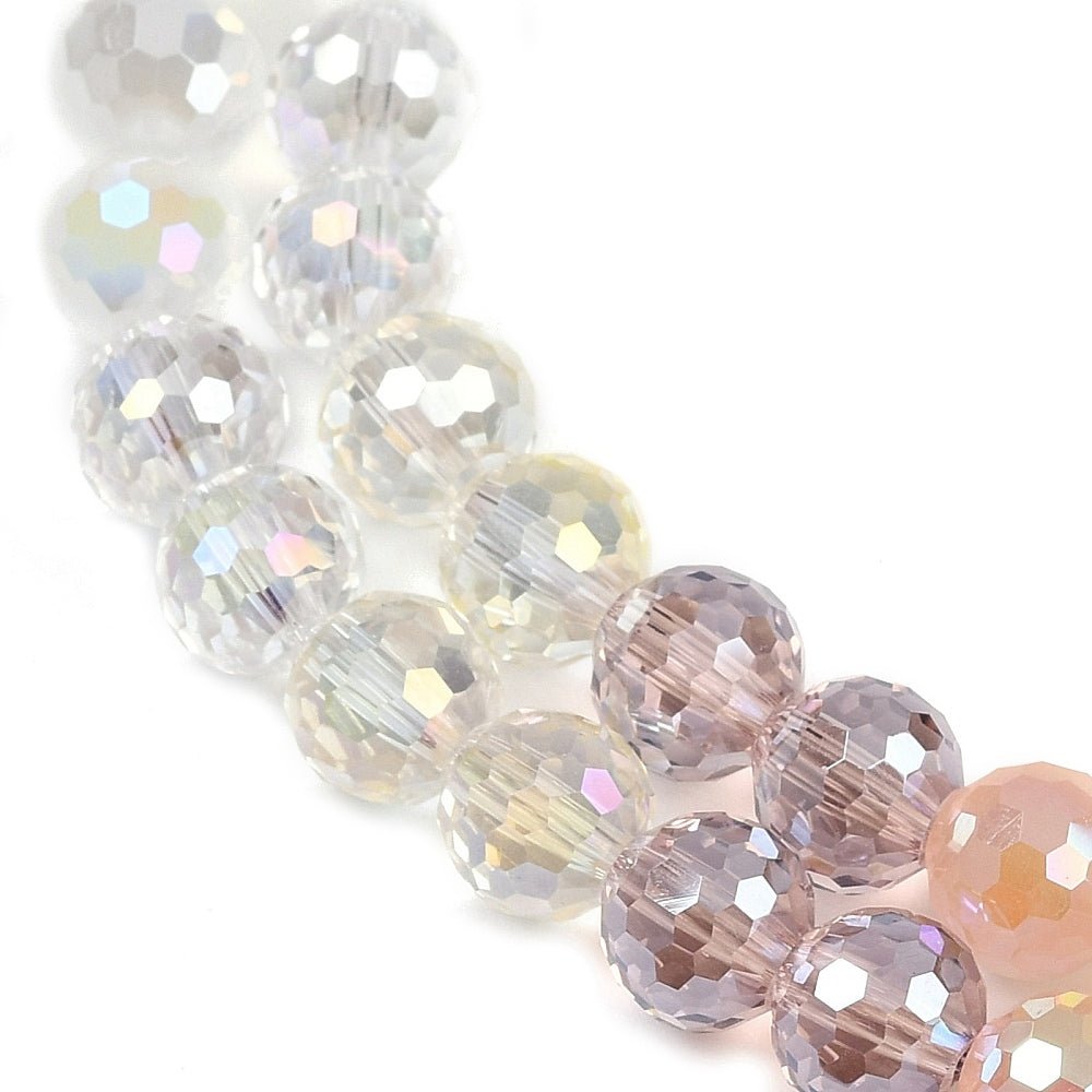 Elektropletterte glassperler – fasetterte runde perler (8 mm) – fargemiks - Uniq Perler - 