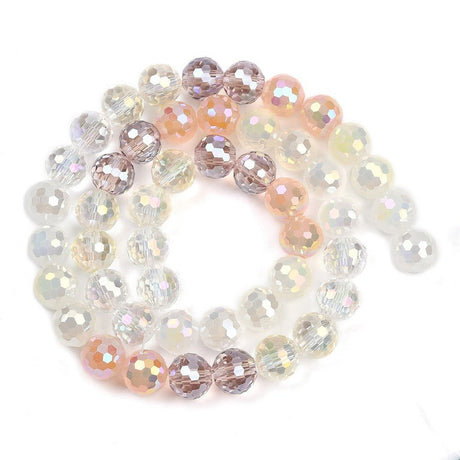 Elektroplatede glasperler – facetterede runde perler (8 mm) – farvemix - Uniq Perler - 