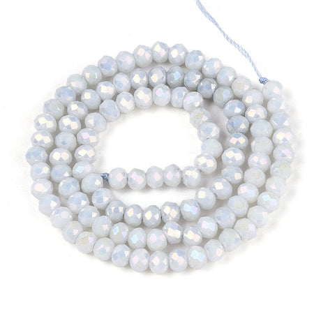 Elektroplatede Glasperler – Grå, Facetteret, Rondel (4,5x3,5mm) - Uniq Perler - 115406