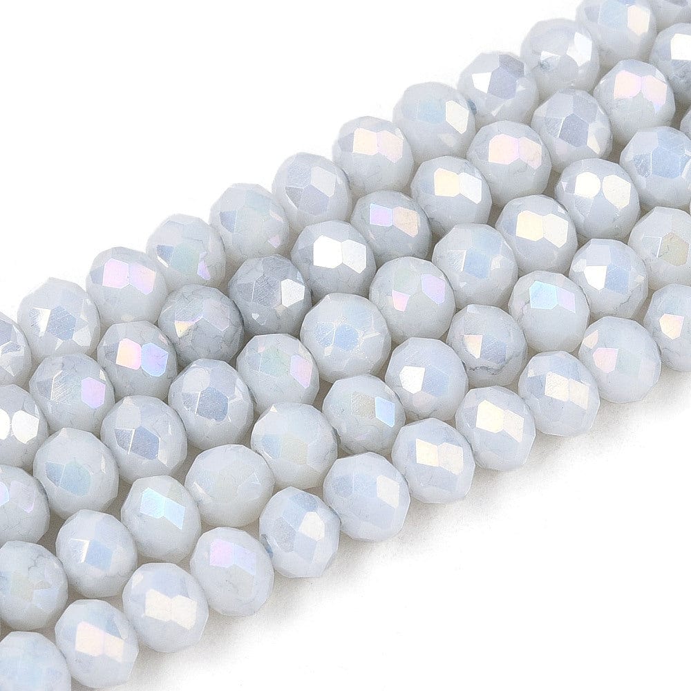 Elektroplatede Glasperler – Grå, Facetteret, Rondel (4,5x3,5mm) - Uniq Perler - 115406