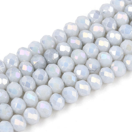 Elektroplatede Glasperler – Grå, Facetteret, Rondel (4,5x3,5mm) - Uniq Perler - 115406