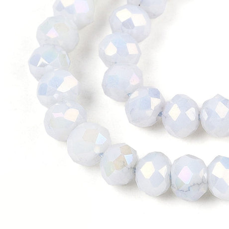 Elektroplatede Glasperler – Grå, Facetteret, Rondel (4,5x3,5mm) - Uniq Perler - 115406