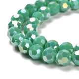 Elektroplatede Glasperler, Grøn, Facet, 8x7mm - Uniq Perler - 111920