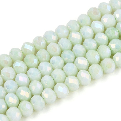 Elektroplatede Glasperler – Grøn, Facetteret, Rondel (4,5x3,5mm) - Uniq Perler - 76932669567092885503880884