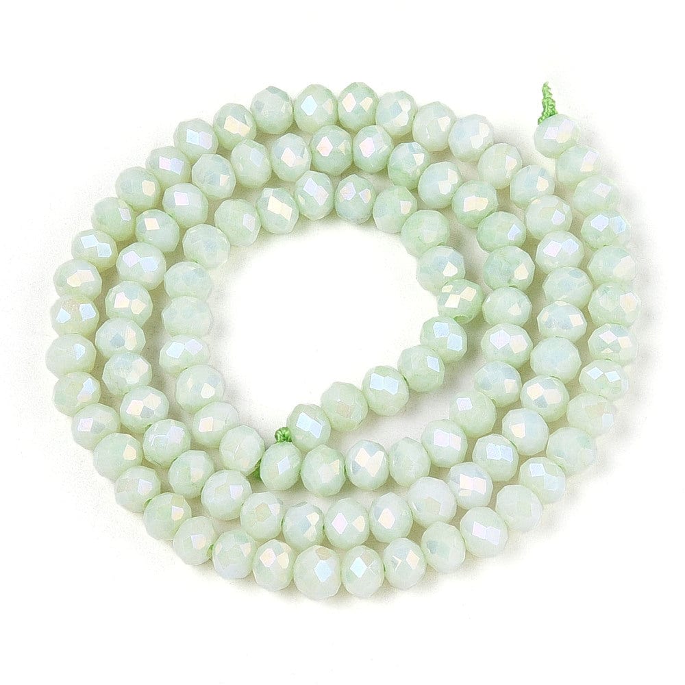 Elektroplatede Glasperler – Grøn, Facetteret, Rondel (4,5x3,5mm) - Uniq Perler - 76932669567092885503880884