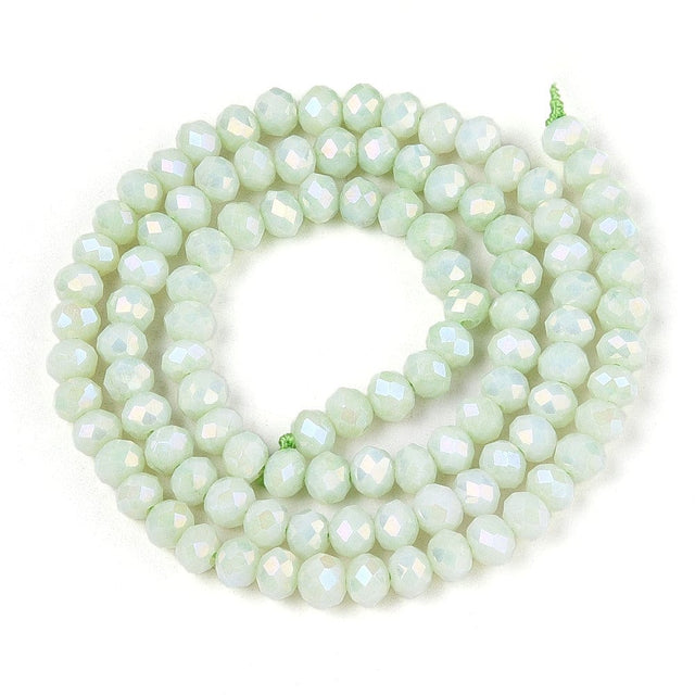 Elektroplatede Glasperler – Grøn, Facetteret, Rondel (4,5x3,5mm) - Uniq Perler - 76932669567092885503880884