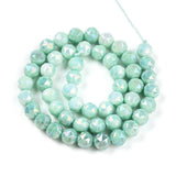 Elektroplatede Glasperler – Grøn, Facetteret, Runde (7 - 8mm) - Uniq Perler - 75833183567842889542499284