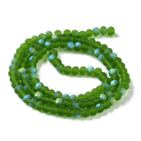Electroplated Glass Beads, Green, Rondelle, (3x3.5mm) - Uniq Perler - 112991