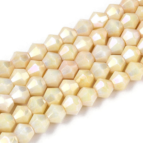 Elektroplatede Glasperler – Gul, Facetteret (4,5x4mm) - Uniq Perler - 49799284