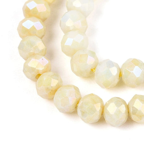 Elektroplatede Glasperler – Gul, Facetteret, Rondel (4,5x3,5mm) - Uniq Perler - 115404