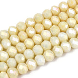 Elektroplatede Glasperler – Gul, Facetteret, Rondel (4,5x3,5mm) - Uniq Perler - 115404