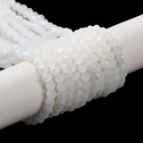 Elektroplatede Glasperler, Hvid, Frostet, Rondel, (3x3,5mm) - Uniq Perler - 111286