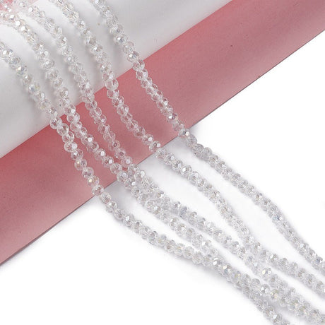 Elektroplatede Glasperler - Klar AB, Rondel (3,5 - 3,8mm) - Uniq Perler - 