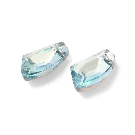 Elektroplatede Glasperler, Lys Blå, Facetteret, (19x11mm, 2 stk.) - Uniq Perler - 111992