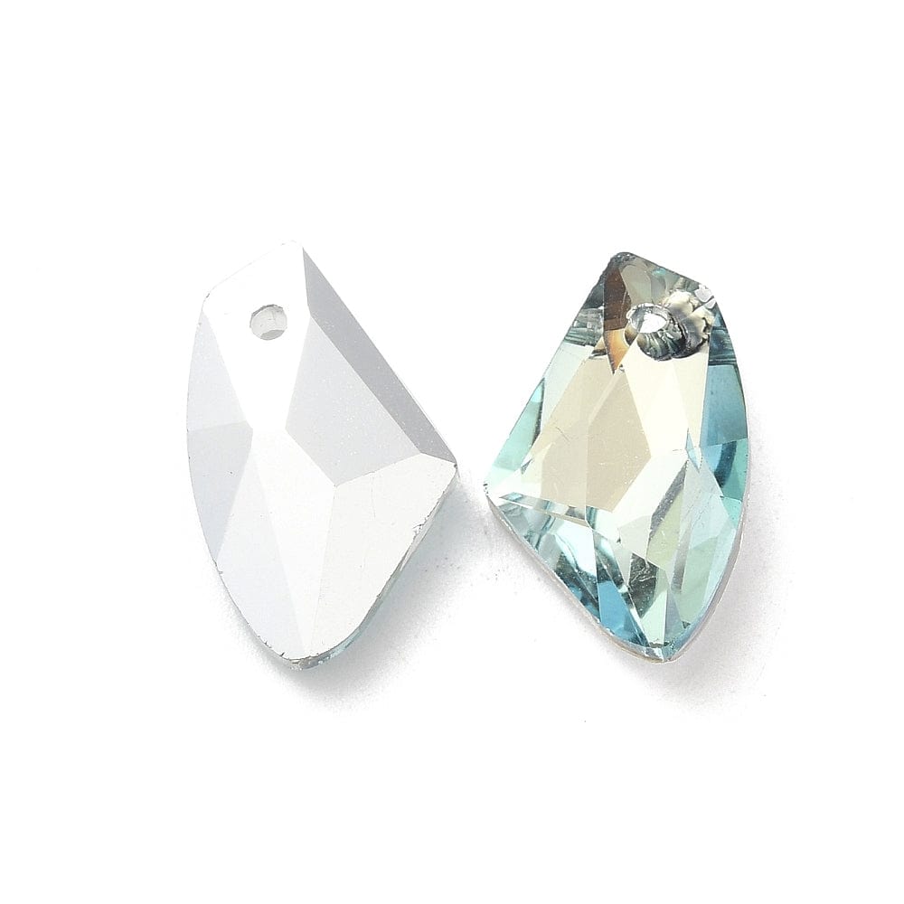 Elektroplatede Glasperler, Lys Blå, Facetteret, (19x11mm, 2 stk.) - Uniq Perler - 111992