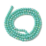 Elektroplatede Glasperler, Lys Grøn, Facetteret, 3mm - Uniq Perler - 111923