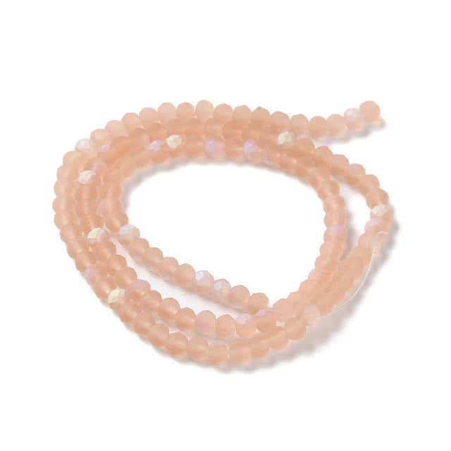 Elektroplatede Glasperler, Peach, Rondel, (3x3,5mm) - Uniq Perler - 112994