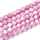 Elektroplatede Glasperler – Pink, Facetteret (4,5x4mm) - Uniq Perler - 115403