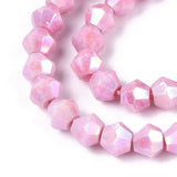 Elektroplatede Glasperler – Pink, Facetteret (4,5x4mm) - Uniq Perler - 115403