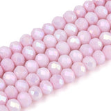 Elektroplatede Glasperler – Pink, Facetteret, Rondel (4,5x3,5mm) - Uniq Perler - 115405