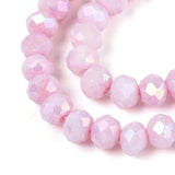 Elektroplatede Glasperler – Pink, Facetteret, Rondel (4,5x3,5mm) - Uniq Perler - 115405