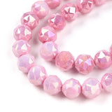 Elektroplatede Glasperler – Pink, Facetteret, Runde (7 - 8mm) - Uniq Perler - 326992