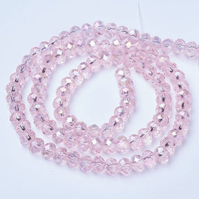 Elektroplattierte Glasperlen, Pink, Rondell, Facettiert, (2x3mm) - Uniq Perler - 111290