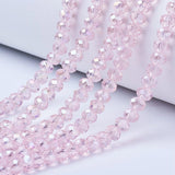 Elektroplatede Glasperler, Pink, Rondel, Facetteret, (2x3mm) - Uniq Perler - 111290