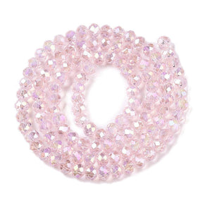 Elektroplattierte Glasperlen – Pink, Rondell, Facettiert (4x3mm) - Uniq Perler - 114668