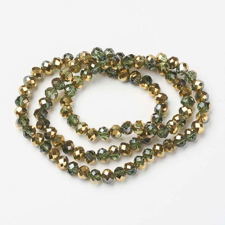 Elektroplatede Glasperler, Rondel, Facetteret, (4x3mm) - Uniq Perler - 111165