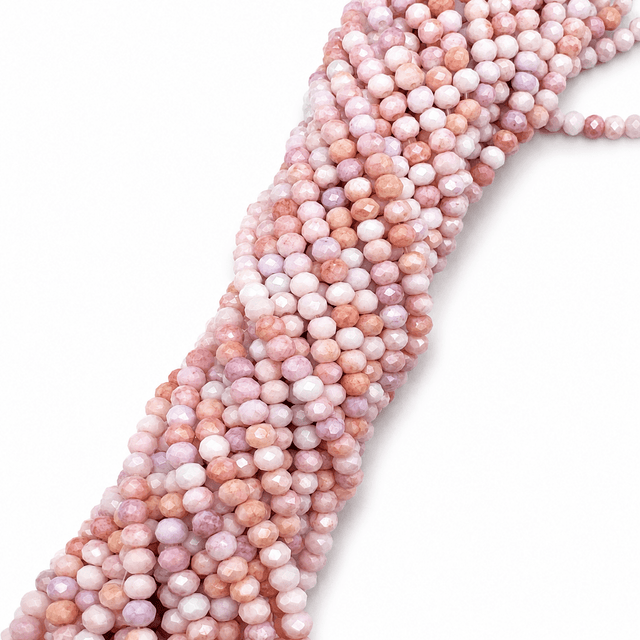 Elektroplatede Glasperler – Rosa, Facetteret, Rondel (4x3,5mm) - Uniq Perler - 115748