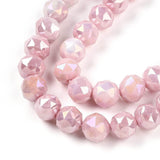 Elektroplatede Glasperler – Rosa, Facetteret, Runde (7 - 8mm) - Uniq Perler - 115415