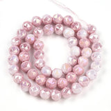 Elektroplatede Glasperler – Rosa, Facetteret, Runde (7 - 8mm) - Uniq Perler - 115415