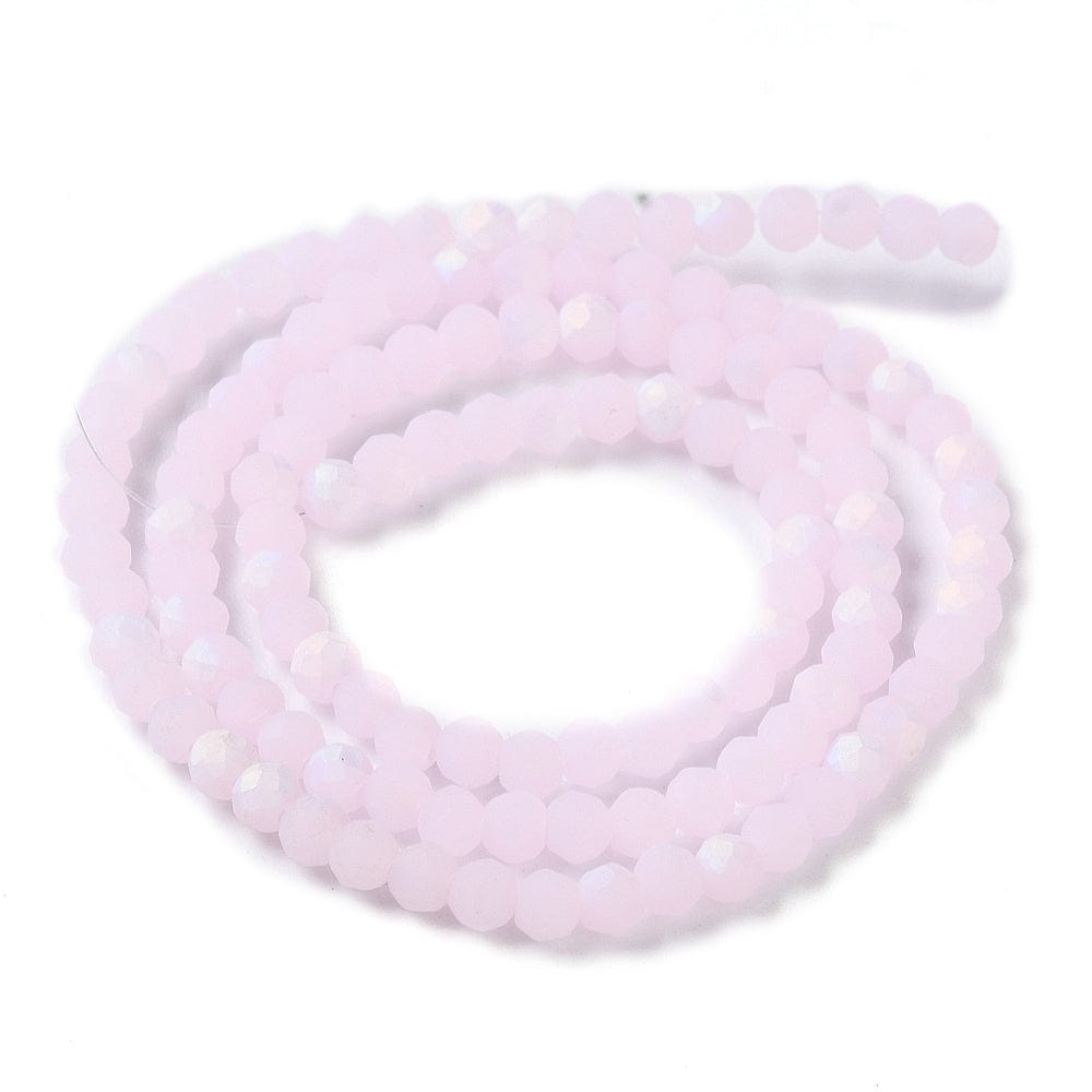 Elektroplatede Glasperler, Rosa, Frostet, Rondel, (3x3,5mm) - Uniq Perler - 111287