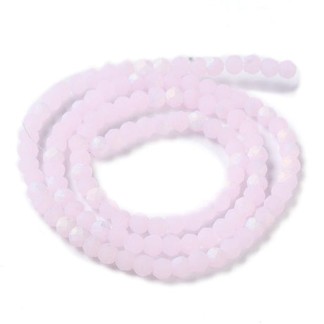 Elektroplatede Glasperler, Rosa, Frostet, Rondel, (3x3,5mm) - Uniq Perler - 111287