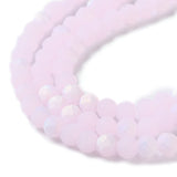 Elektroplatede Glasperler, Rosa, Frostet, Rondel, (3x3,5mm) - Uniq Perler - 111287
