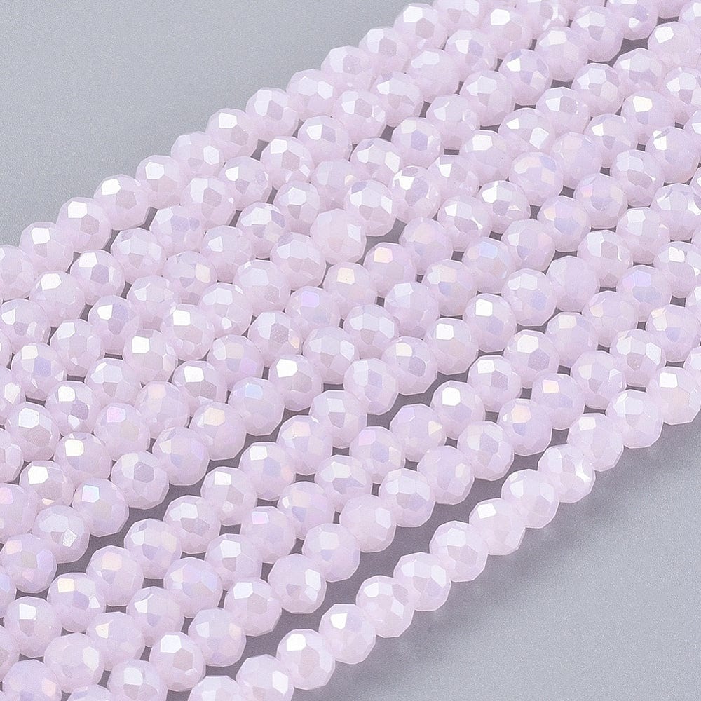 Elektroplatede Glasperler, Rosa, Rondel, (2x2,5mm) - Uniq Perler - 111754