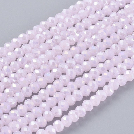 Elektroplatede Glasperler, Rosa, Rondel, (2x2,5mm) - Uniq Perler - 111754