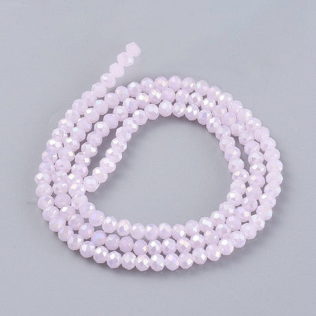 Elektroplatede Glasperler, Rosa, Rondel, (2x2,5mm) - Uniq Perler - 111754