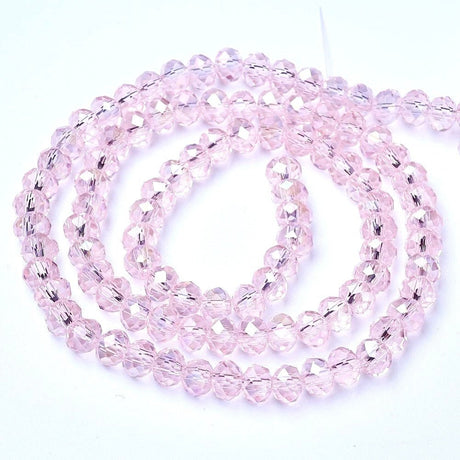 Elektroplatede Glasperler, Rosa, Rondel, (2x2,5mm) - Uniq Perler - 112192