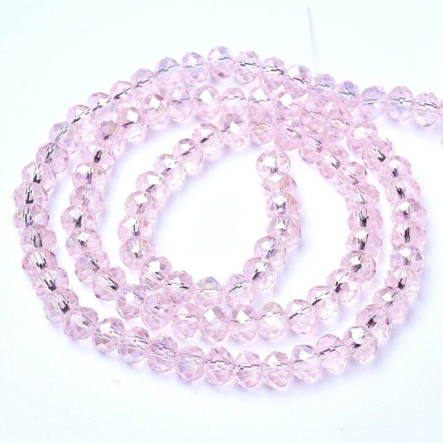 Elektroplatede Glasperler, Rosa, Rondel, (2x2,5mm) - Uniq Perler - 112192