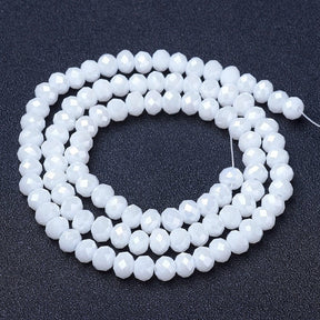Electroplated Glass Beads, White, (2x3mm) - Uniq Perler - 111943