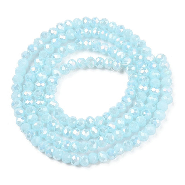 Elestroplatede Glasperler, Lys Blå, (2x3mm) - Uniq Perler - 111979