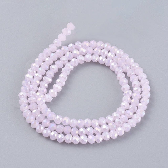 Elestroplatede Glasperler, Rosa, (2x3mm) - Uniq Perler - 111981