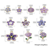 Emalje Blomstervedhæng – Gylden/Lilla Mix (40 stk.) - Uniq Perler - 