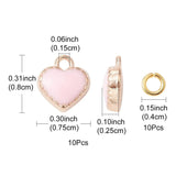 Emalje Hjerte Vedhæng – Pink med Åbne øskner (8mm) 10 stk. - Uniq Perler - 