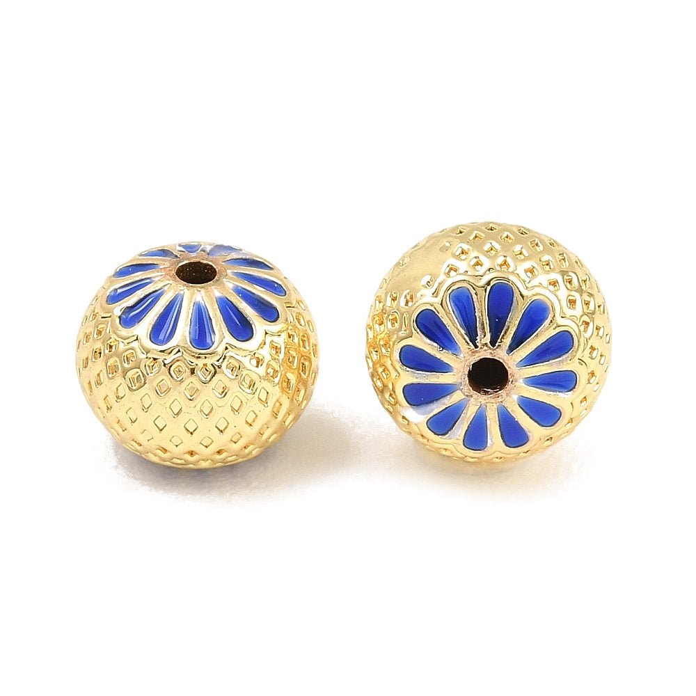 Emalje Perler – Rondel, 18K Langtidsholdbar Forgyldt Messing (9,5x8mm) 2 stk. - Uniq Perler - 126127