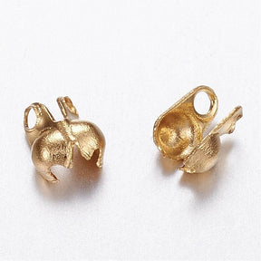 End termination With Eye – Gold-plated Steel (6x4mm) 10 pcs - Uniq Perler - 091757545687119623352842